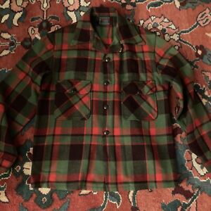 Vintage Chippewa Woolen Mills Jacket Red Lumberjack Plaid Heavy Wool Shirt 50s