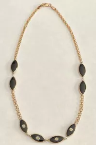 Precioso collar vintage de oro amarillo y ónix de 10k, 15”, 7,7 g - Imagen 1 de 24