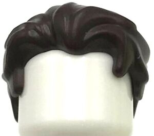 Lego New Dark Brown Minifigure Hair Swept Back Combed Short Male Wig Piece