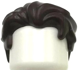 Lego New Dark Brown Minifigure Hair Swept Back Combed Short Male Wig Piece - Picture 1 of 1