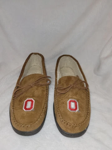 Ohio State Buckeyes Embroidered Size L Leather House Slippers Cover