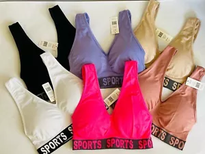 6 PACK Women Padded Sports Bra Crop Top Running Yoga Fitness Sport Seamless S/M - Picture 1 of 11