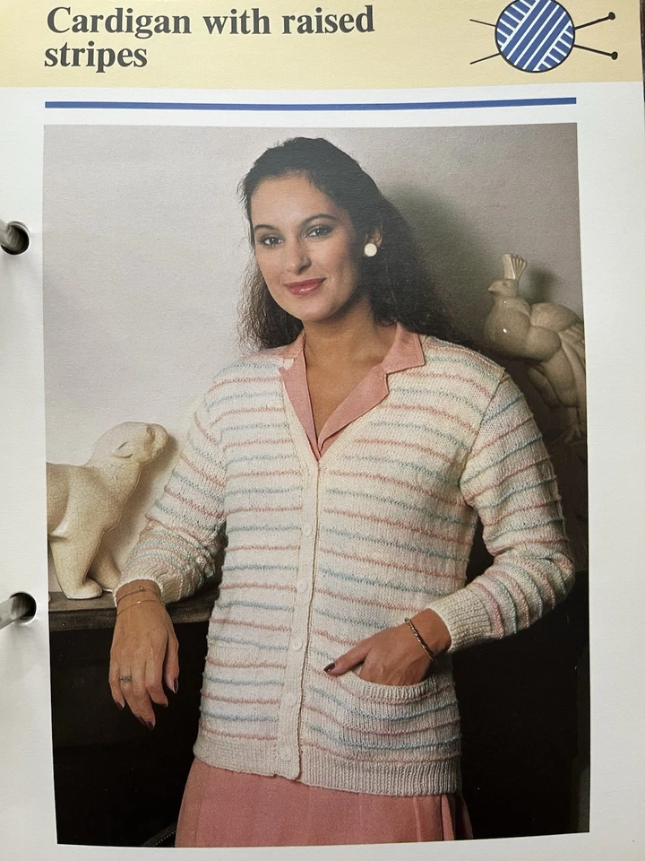 Original Knitting Pattern - Ladies Cardigan With Raised Stripes - Image 1 of 1