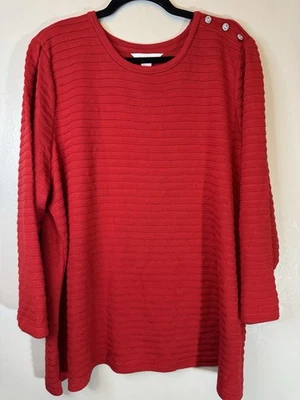 Top Liz Claiborne Talla Grande Navidad Rojo Con Estrás Imitación Botones Talla 2X Foto 1 de 4