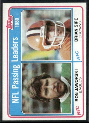 1981 Topps #1 1980 Passing Leaders (Ron Jaworski / Brian Sipe) LL - Image 1 of 2