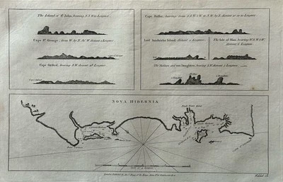 1794 Coastal Chart & View of New Ireland Papua New Guinea Original Antique Map - Image 1 of 3