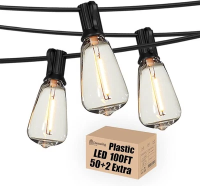 Outdoor String Lights LED 100 FT Patio String Lights,52 ST38 Shatter - Image 1 of 4