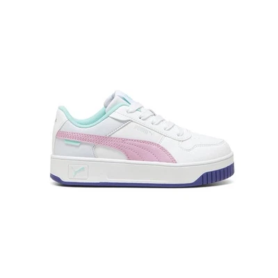 Tenis informales blancos PUMA Carina Street 2.0 perforados con cordones para niñas pequeñas S Foto 1 de 4