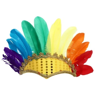 Cocar indiano feminino confortável faixa de cabelo acabamento metálico moda 1 peça - Imagem 1 de 3