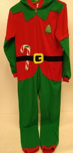 Pigiama Cat & Jack "SANTA'S #1 HELPER" pezzo unico con cappuccio e zip davanti taglia 16 - Foto 1 di 7