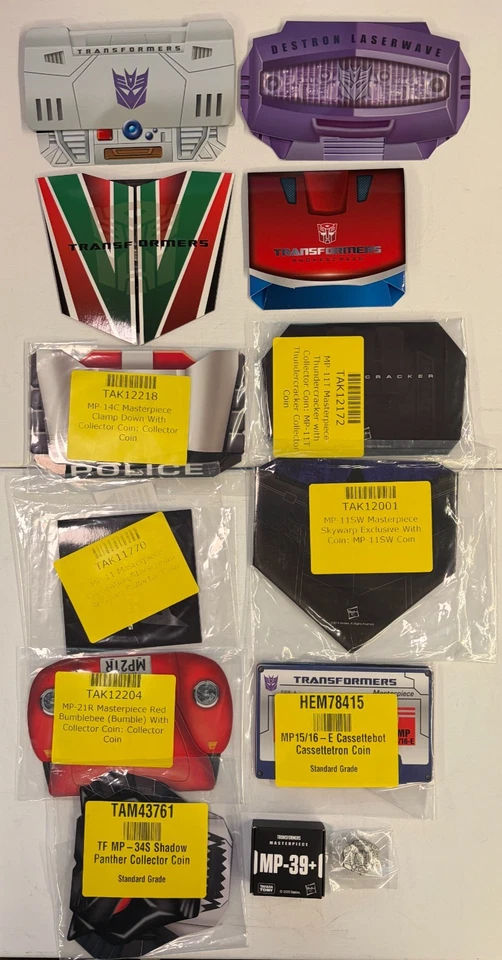 Transformers Masterpiece Exclusive Collector Coins (11) & Pin Lot - Image 1 of 1