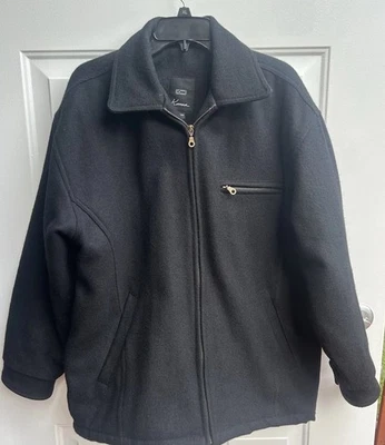 Chaqueta grande Koman Sport de lana negra para hombre forro acolchado con cremallera vintage  Foto 1 de 4