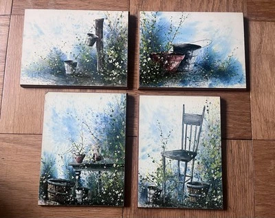 Vintage Country Scene Art Print Set of 4 Wall Decor Farmhouse Cottage - Image 1 of 4