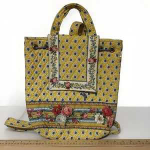 Vintage Vera Bradley Rucksack 90er gelb blau Rosen rosa rot  - Bild 1 von 4