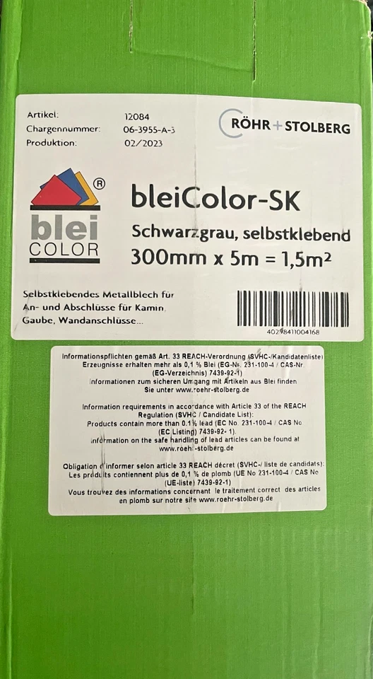 Rolle Walzblei selbstklebend schwarzgrau BleiColor-SK 300mm x 5m Röhr+Stolberg - Bild 1 von 1