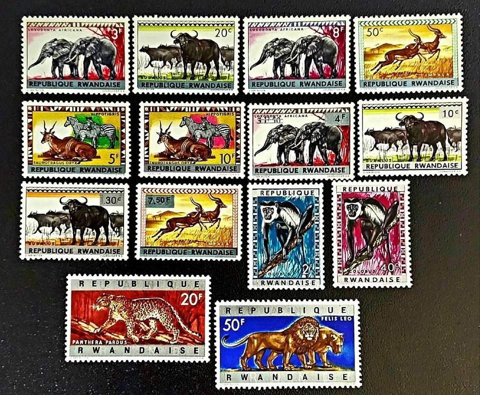 1¢ WONDER'S ~ WILD ANIMAL TOPICAL RWANDA VF MNH SMALL LOT ALL SHOWN ~ Y907 - Image 1 of 1