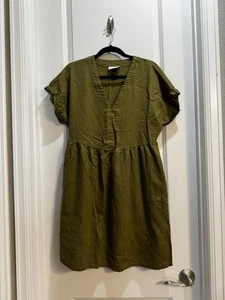 Universal Thread Green Vneck Short Sleeve Mini Dress Slide Pockets Medium - Picture 1 of 7
