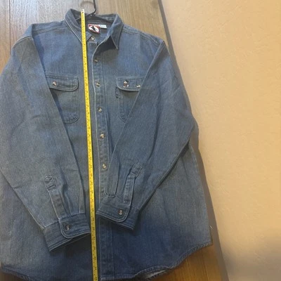 90'S MICKEY, INC Herringbone Long Sleeve Denim Shirt Men's L Vintage Rare - Image 1 of 4