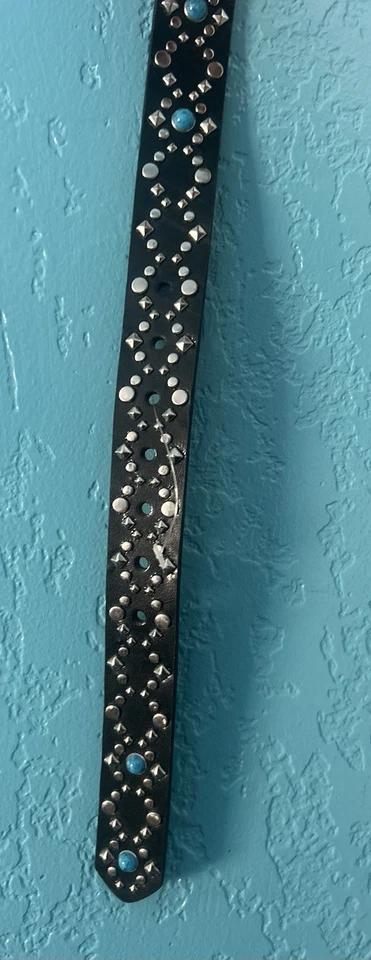 Rebecca Minkoff ~ Cinturón de cuero para mujer ~ Talla M. Negro con tachuelas plateadas ~ Nuevo con etiquetas Foto 1 de 4