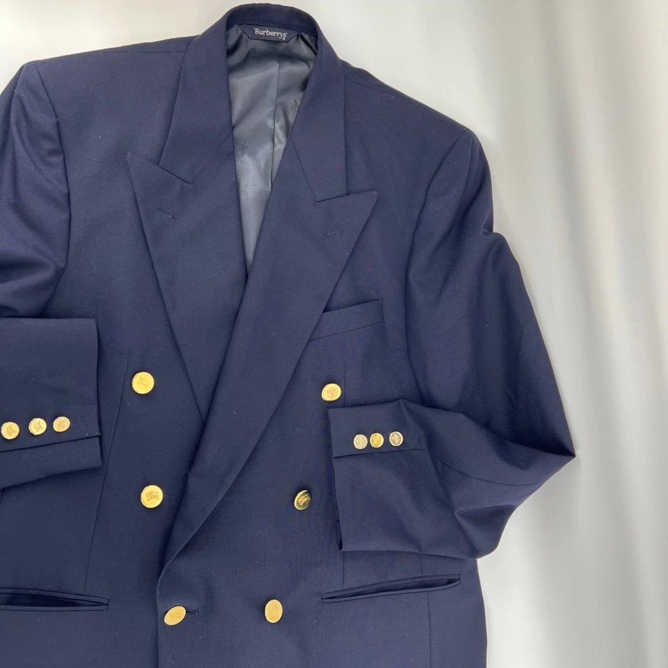 Blazer Burberrys Para Hombre Lana Pura 42L Doble Pecho Botones Dorados De Colección EE. UU. Foto 1 de 4