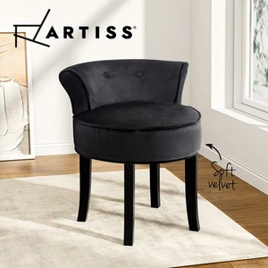 Artiss Velvet Vanity Stool Backrest Stools Dressing Table Chair Makeup Bedroom - Picture 1 of 10