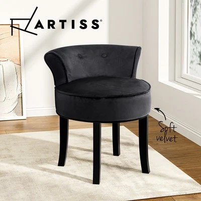 Artiss Velvet Vanity Stool Backrest Stools Dressing Table Chair Makeup Bedroom - image 1 of 4