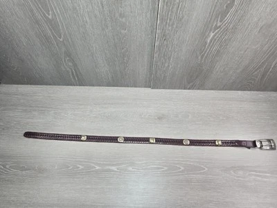 Brighton Leather Concho Belt Herringbone Woven Q2108 Brown Silver Buckle M 30 - Изображение 1 из 4