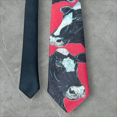 Corbata Ralph Marlin Cow Para Hombres De Colección 1988 Blaine Heilman Holstein Corbata para Ganado Lechero Foto 1 de 4