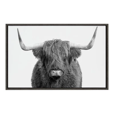 Arte de pared en lienzo Sylvie Highland Cow enmarcado por Amy Peterson, 23x33 gris, rústico... Foto 1 de 4