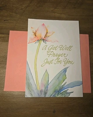 Get Well - A Prayer For You - Tarjeta de felicitación religiosa floral con sobre rosa  Foto 1 de 4