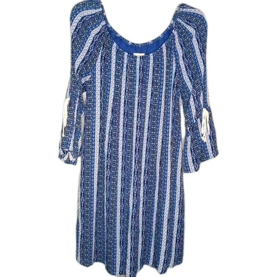 C&C California Boho Peasant Dress M On/Off-Shoulder 3/4 Sleeve Striped Festival - Image 1 of 4