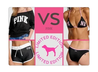 Victoria's Secret, ROSA, LE, XS, Conjunto de 4 Piezas, Sudadera, Bikini, Pantalones Cortos de Natación Foto 1 de 4