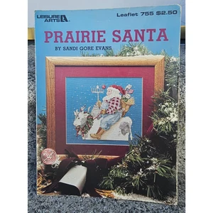 Leisure Arts Cross Stitch Pattern Leaflet Christmas Prairie Santa by Sandi Evans - Picture 1 of 1