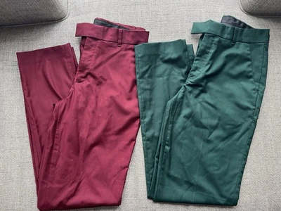 Calvin Klein Boys Dress Pants Lot Of 2 Size 16 Dark Red And Dark Green - Image 1 of 4
