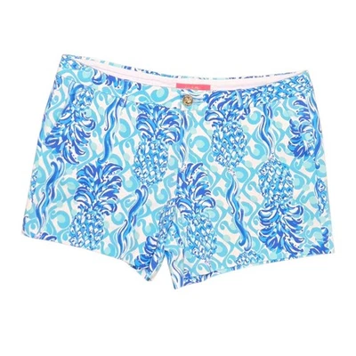 Lilly Pulitzer Callahan Knit Shorts Out Of The Blue White Pineapple Size 12 NWT - Image 1 of 4