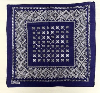 Винтажный синий западный носовой платок бандана со слоном быстрого цвета 17 дюймов x 16 дюймов - Изображение 1 из 4