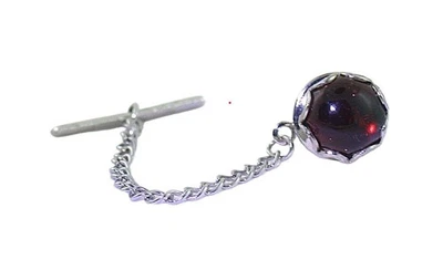 Cabochão de granada vermelha natural redondo 9 mm moldura cor prata aderência EPTT437/82125 - Imagem 1 de 2