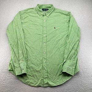 Ralph Lauren 2XL Green Picnic Gingham Plaid Classic Flesh Pony Button Polo Shirt