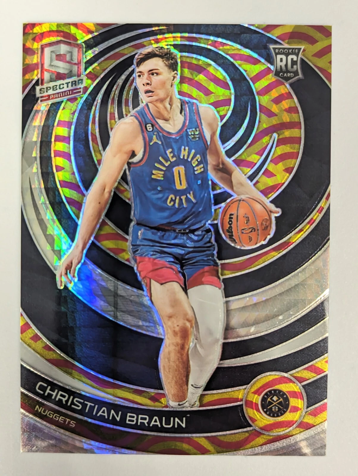 #33/75 SP 2022-23 Christian Braun Spectra Asia Red & Yellow Prizm Rookie #170