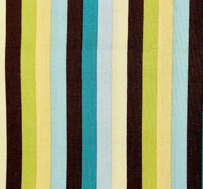 Brown Green Blue Yellow Stripes Cotton Topsy Turvy Fabric Traditions 1 1/2 yard - Image 1 of 4