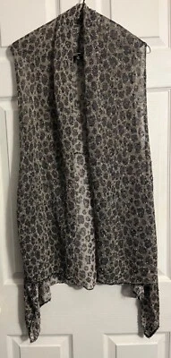 Chaleco largo de punto abierto negro tostado estampado de leopardo Kaktus mediano Foto 1 de 4