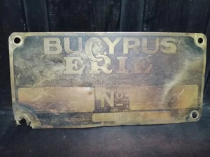 ANTIQUE & RARE BRASS BRONZE PLAQUE BUCYRUS EIRE CO SO MILW WIS USA MACHINE SIGN - Picture 1 of 7