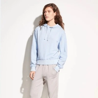 Sudadera con capucha Vince nueva con etiquetas para mujer borde crudo de tela de felpa francesa azul pastel - talla mediana Foto 1 de 4