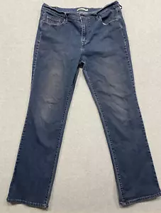 Levis 505 Straight Leg Women Size 16 -Dark Wash Blue Jeans Stretch - Picture 1 of 11