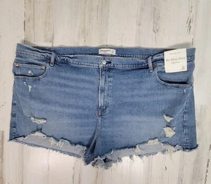Abercrombie And Fitch Jeans Short Damen 37/24 blau roher Saum The Mom High Rise - Bild 1 von 9