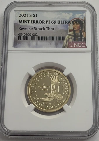 2001 S $1 PF69 ULTRA CAMEO MINT ERROR REVERSE STRUCK THRU SACAWAGEA DOLLAR Cover