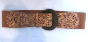 Women's M/L 31" Brown Western Stretchy Back 3" Wide Belt - Picture 1 of 7