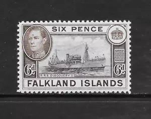 FALKLAND ISLANDS SCOTT 89 MH F/VF - 1938 6p SEPIA & BLK ISSUE - KING GEORGE VI - Picture 1 of 2