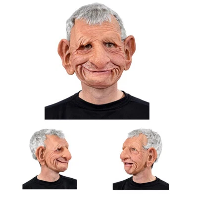1pc Halloween Cosplay Party Latex Full Face Cover Big Ear Old Man Headgear Mask - Image 1 of 4