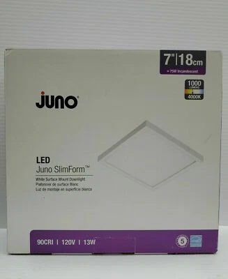 Juno JSFSQ 7" LED SlimForm White Surface Mount Light 1000 Lumens Bright White